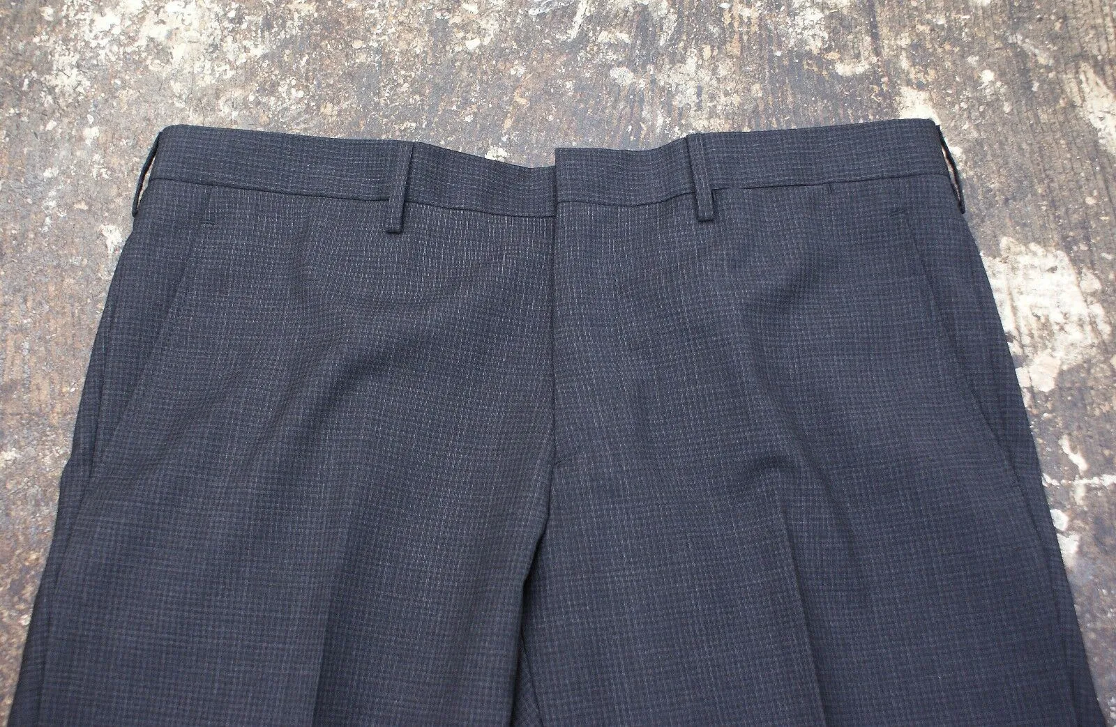 Grey Wool Micro Check Trousers