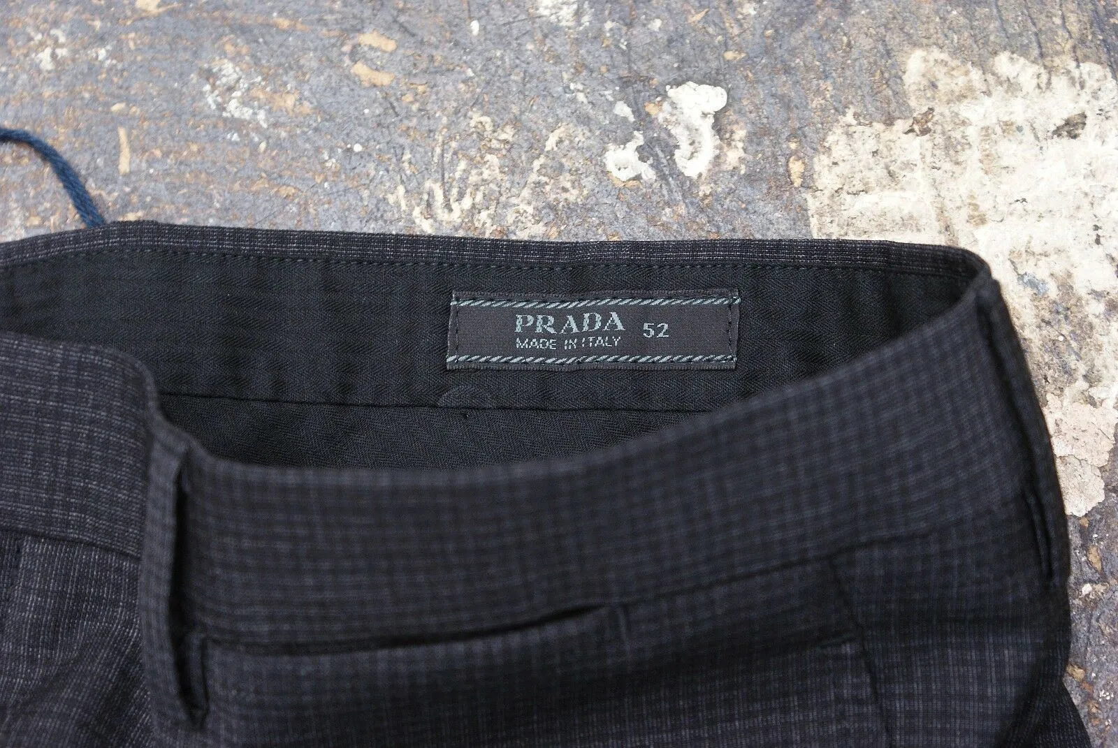 Grey Wool Micro Check Trousers