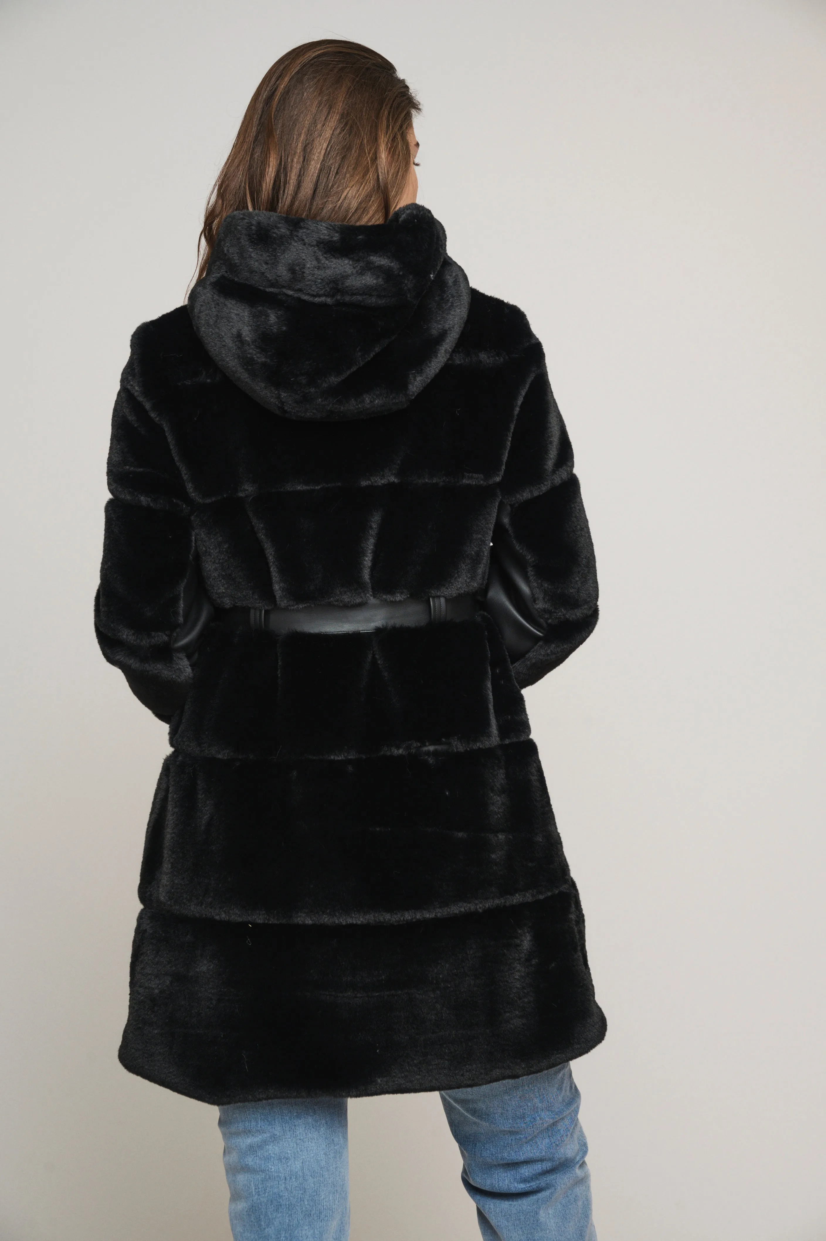 Harvard Faux Fur Coat - Black