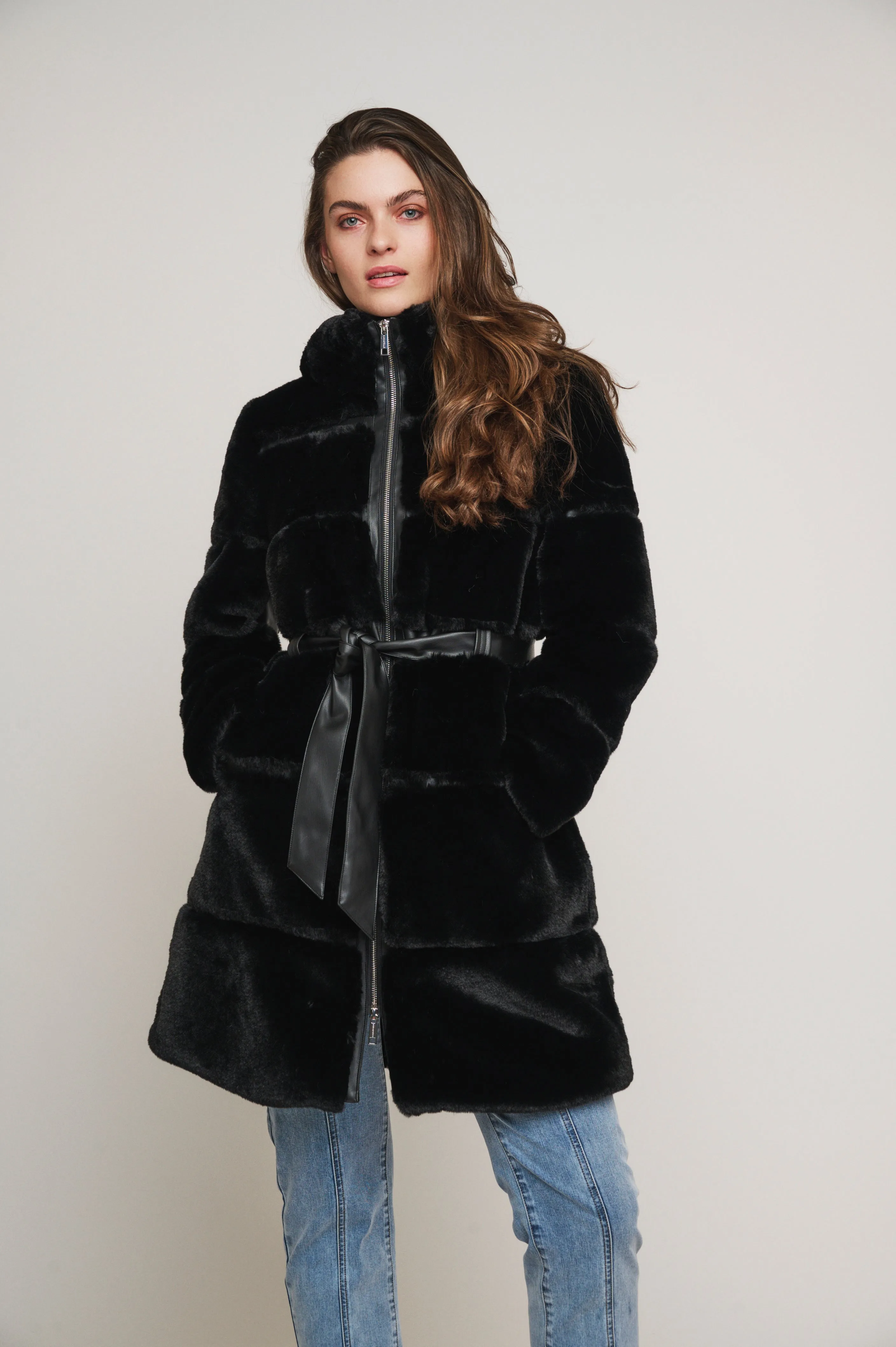 Harvard Faux Fur Coat - Black