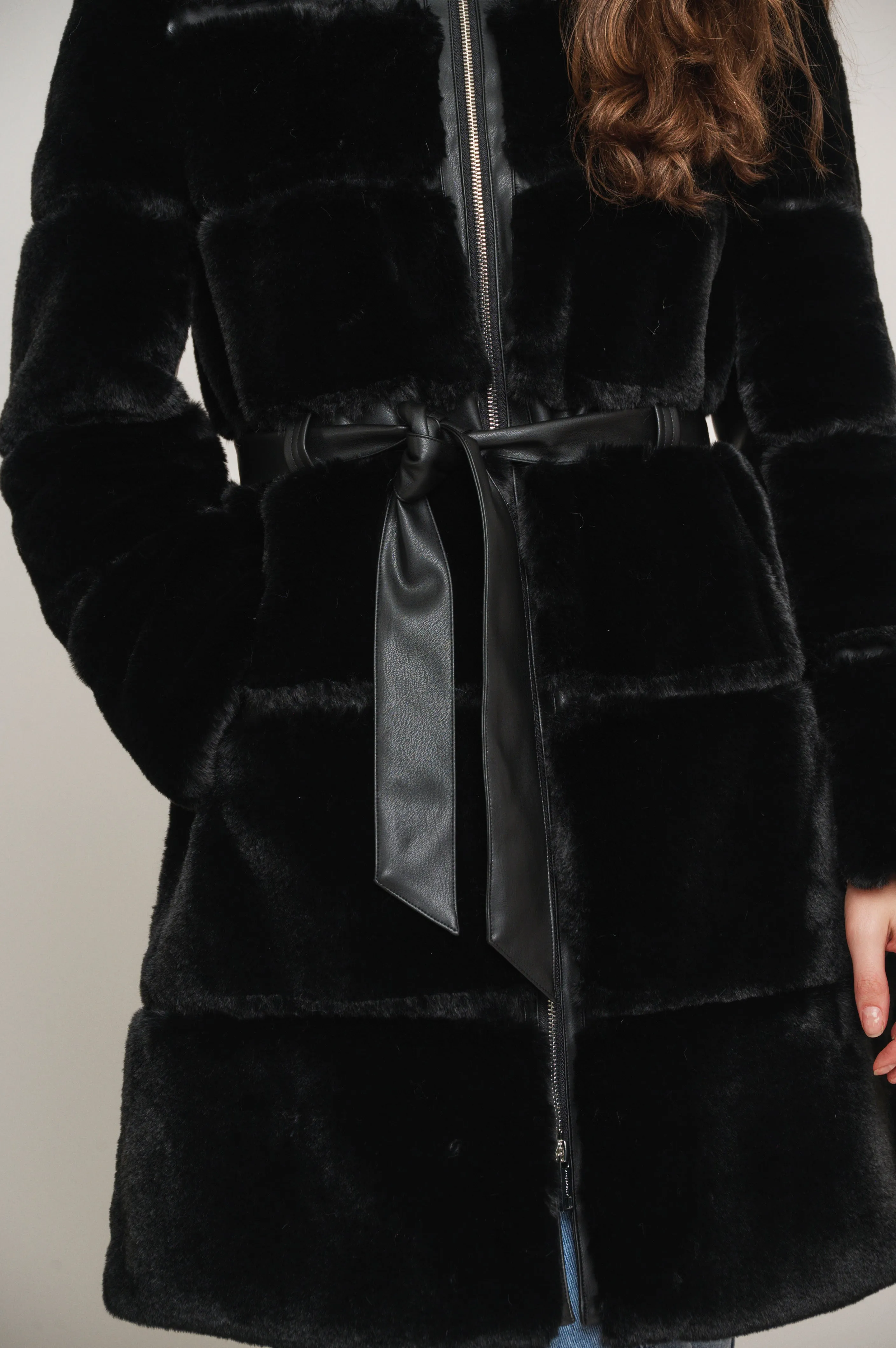 Harvard Faux Fur Coat - Black