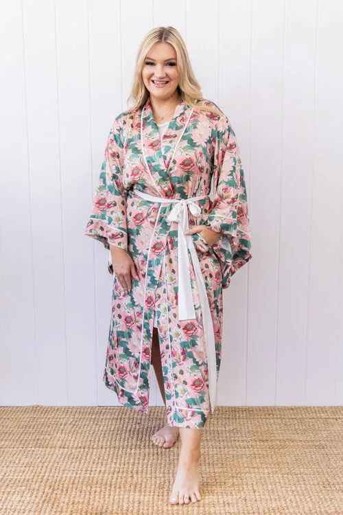 Hemera Maxi Robe - Pink Lotus Floral Print