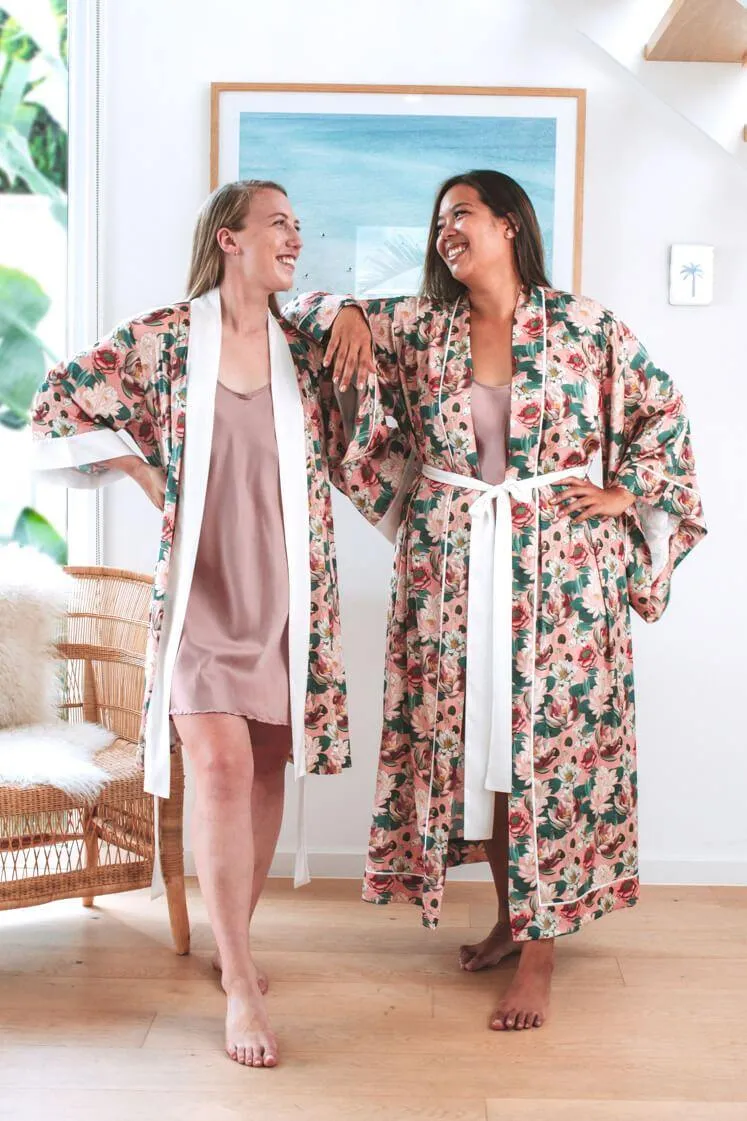 Hemera Maxi Robe - Pink Lotus Floral Print