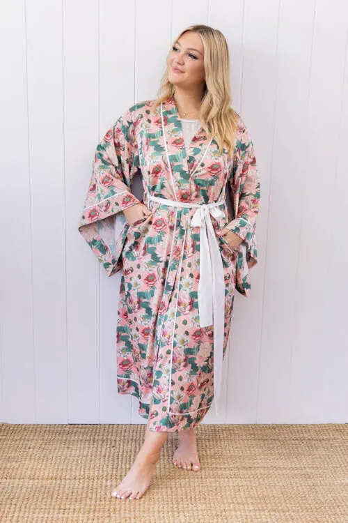 Hemera Maxi Robe - Pink Lotus Floral Print