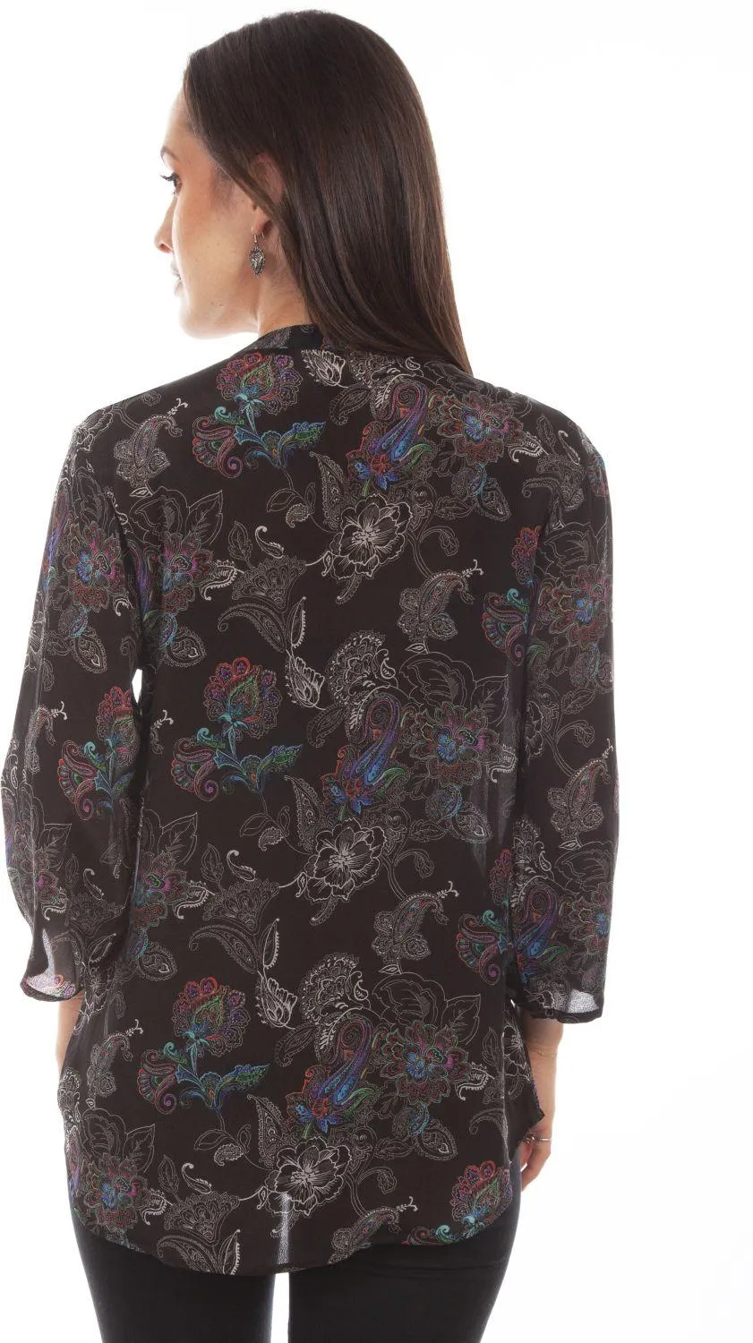 Honey Creek Black Floral Print Blouse