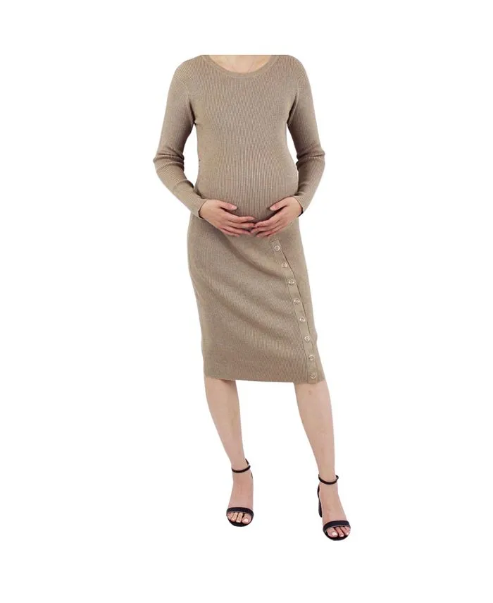 Knitted maternity sweater dress Indigo Poppy, tan/beige