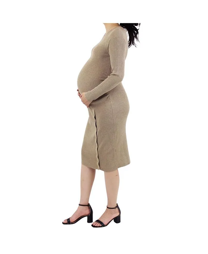 Knitted maternity sweater dress Indigo Poppy, tan/beige