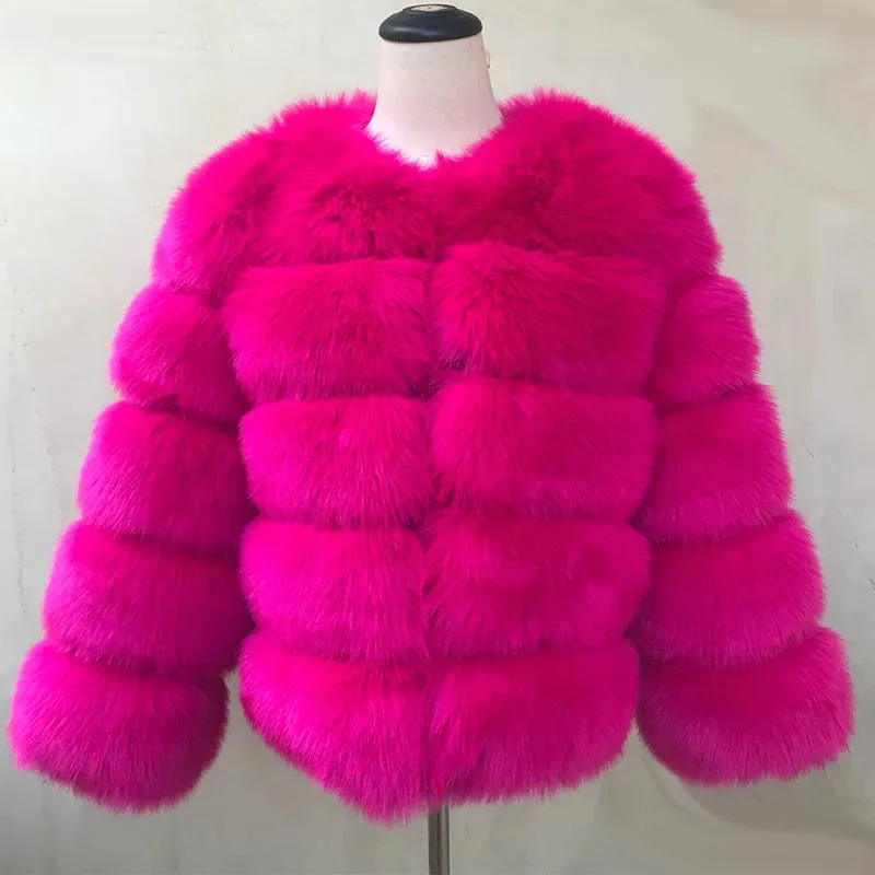 Long Sleeve Faux Fur Coat