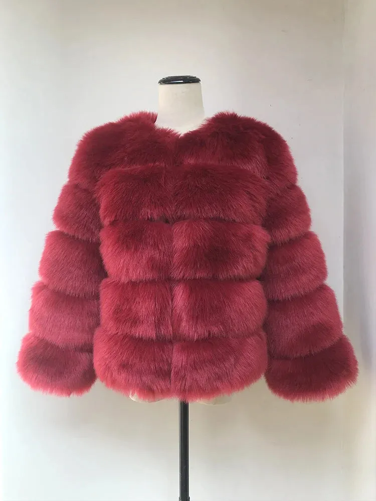 Long Sleeve Faux Fur Coat