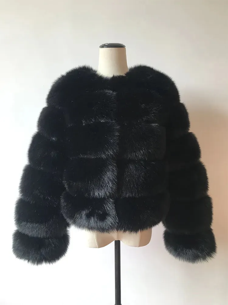 Long Sleeve Faux Fur Coat