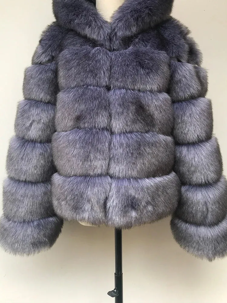 Long Sleeve Faux Fur Coat