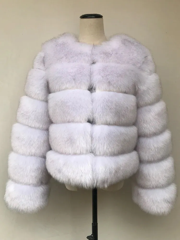 Long Sleeve Faux Fur Coat