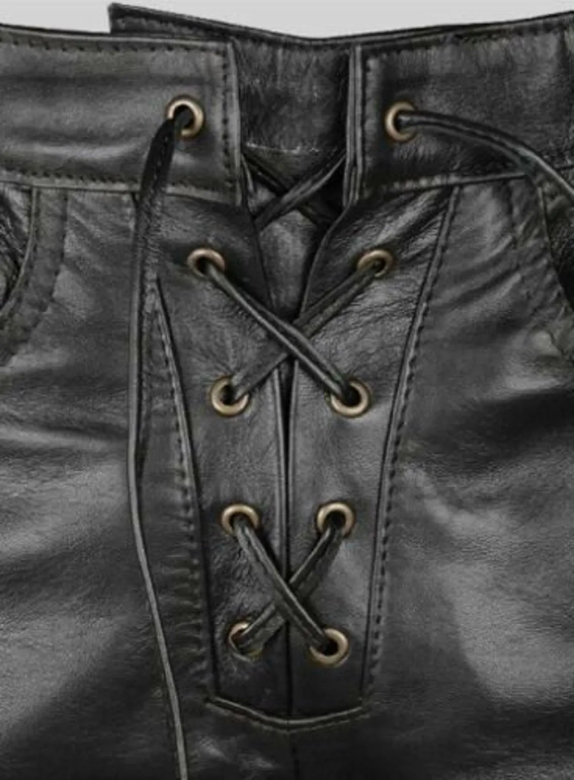 Men's Leather Side Laces Pants high Quality Cowhide Plain Leather Killer Pants