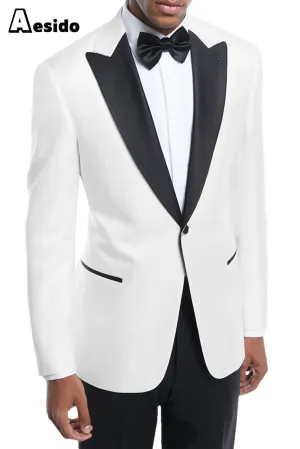 Men's Suit 2 Piece Business Peak Lapel Blazer For Wedding