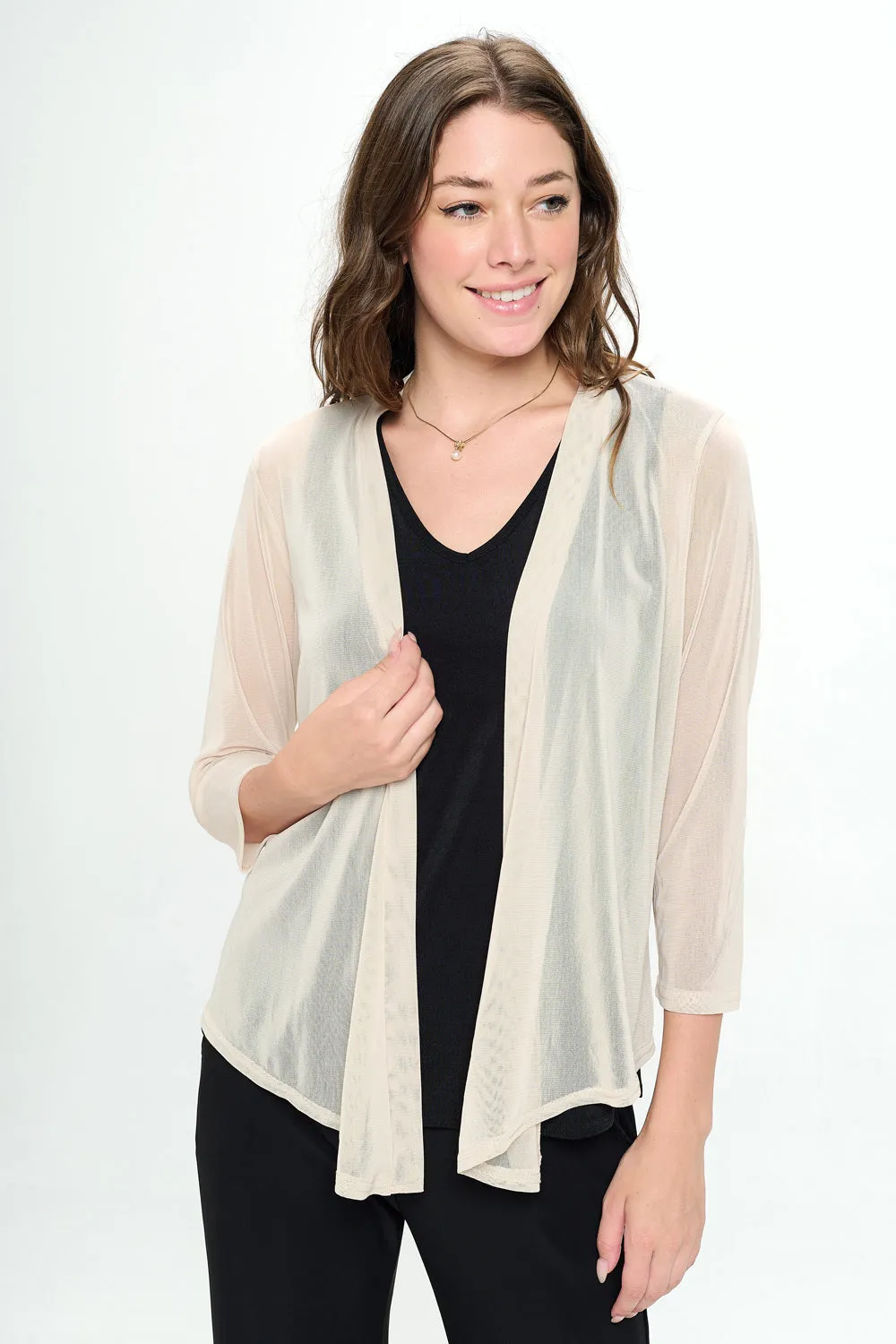 Mesh Solid Cardigan - 4082MR-QRS1