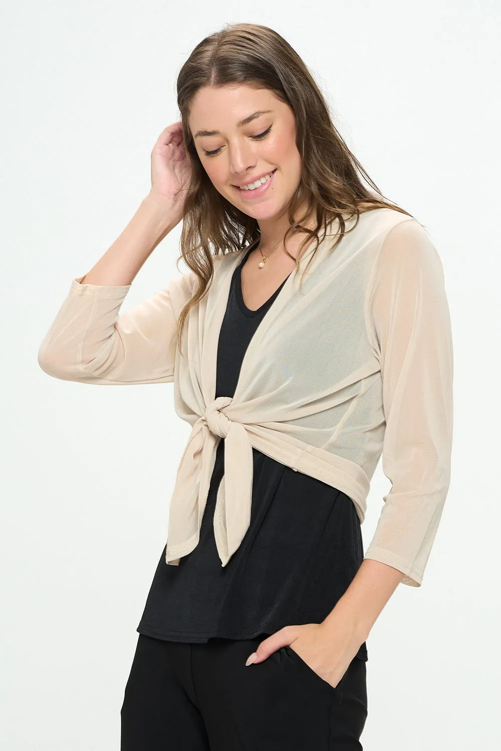 Mesh Solid Cardigan - 4082MR-QRS1