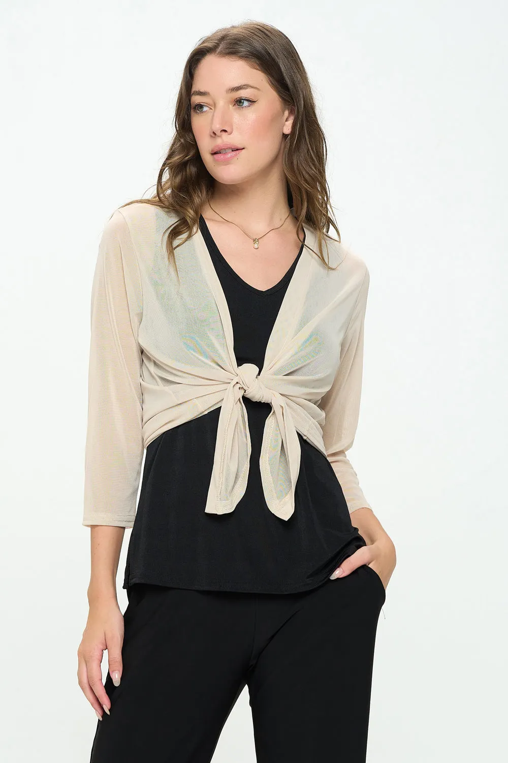 Mesh Solid Cardigan - 4082MR-QRS1