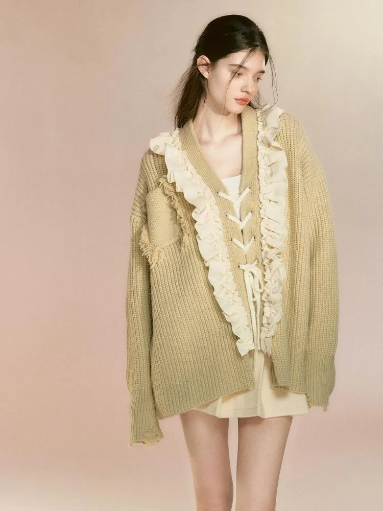 Mid-length loose strappy cardigan【s0000003643】