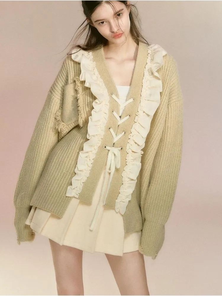 Mid-length loose strappy cardigan【s0000003643】