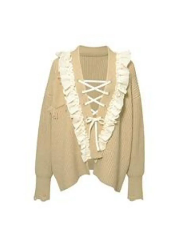 Mid-length loose strappy cardigan【s0000003643】