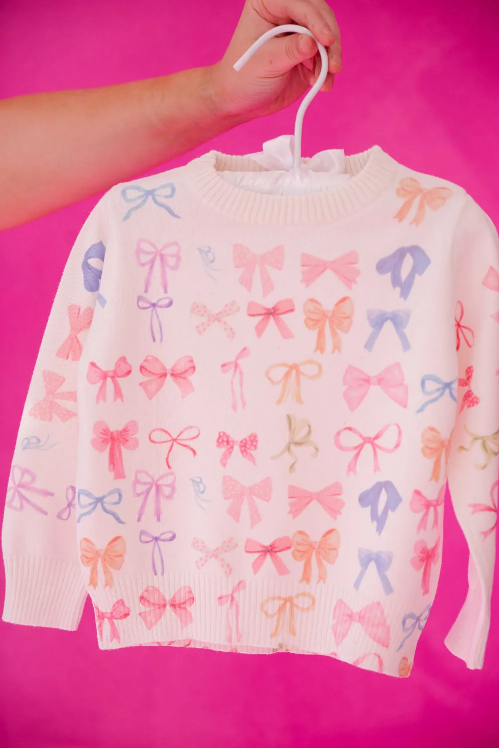 MINI KIDS BOW PRINT SWEATER