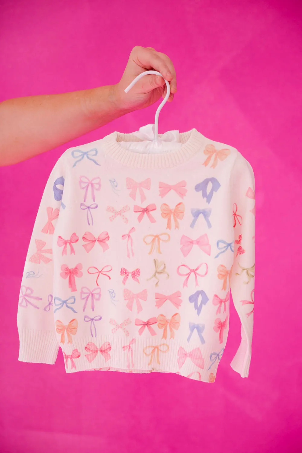 MINI KIDS BOW PRINT SWEATER