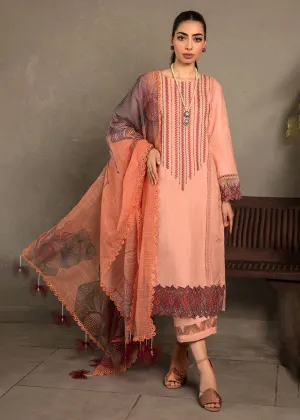 Peach Luxury Lawn Suit | Rang Rasiya | Florence Lawn '23 | CAMELLIA - D6