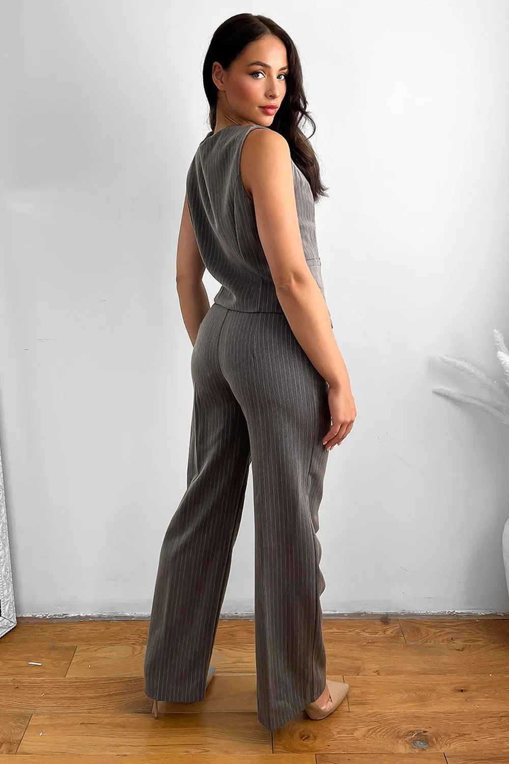 Pinstripe Waistcoat And Trousers Suit Set