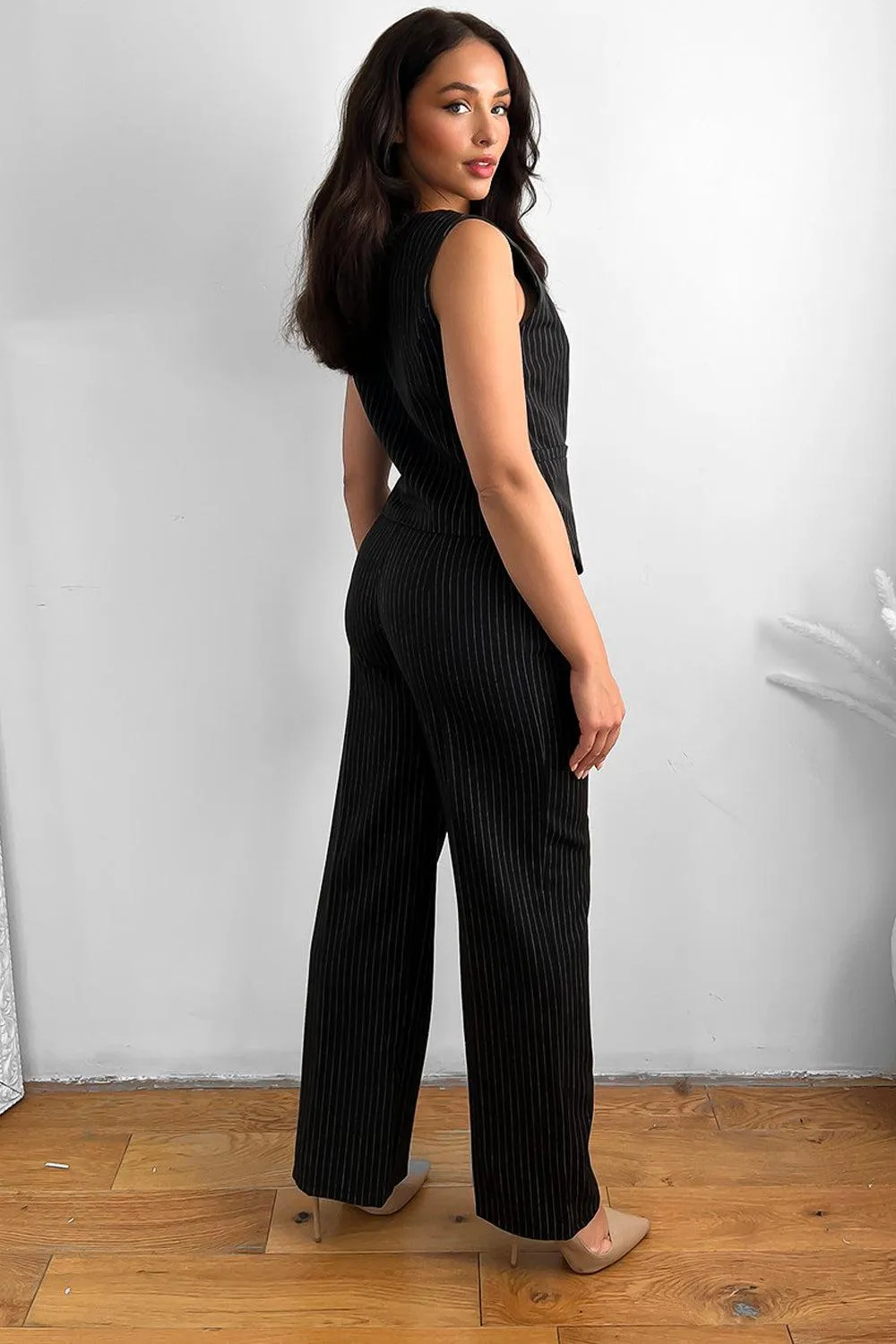 Pinstripe Waistcoat And Trousers Suit Set