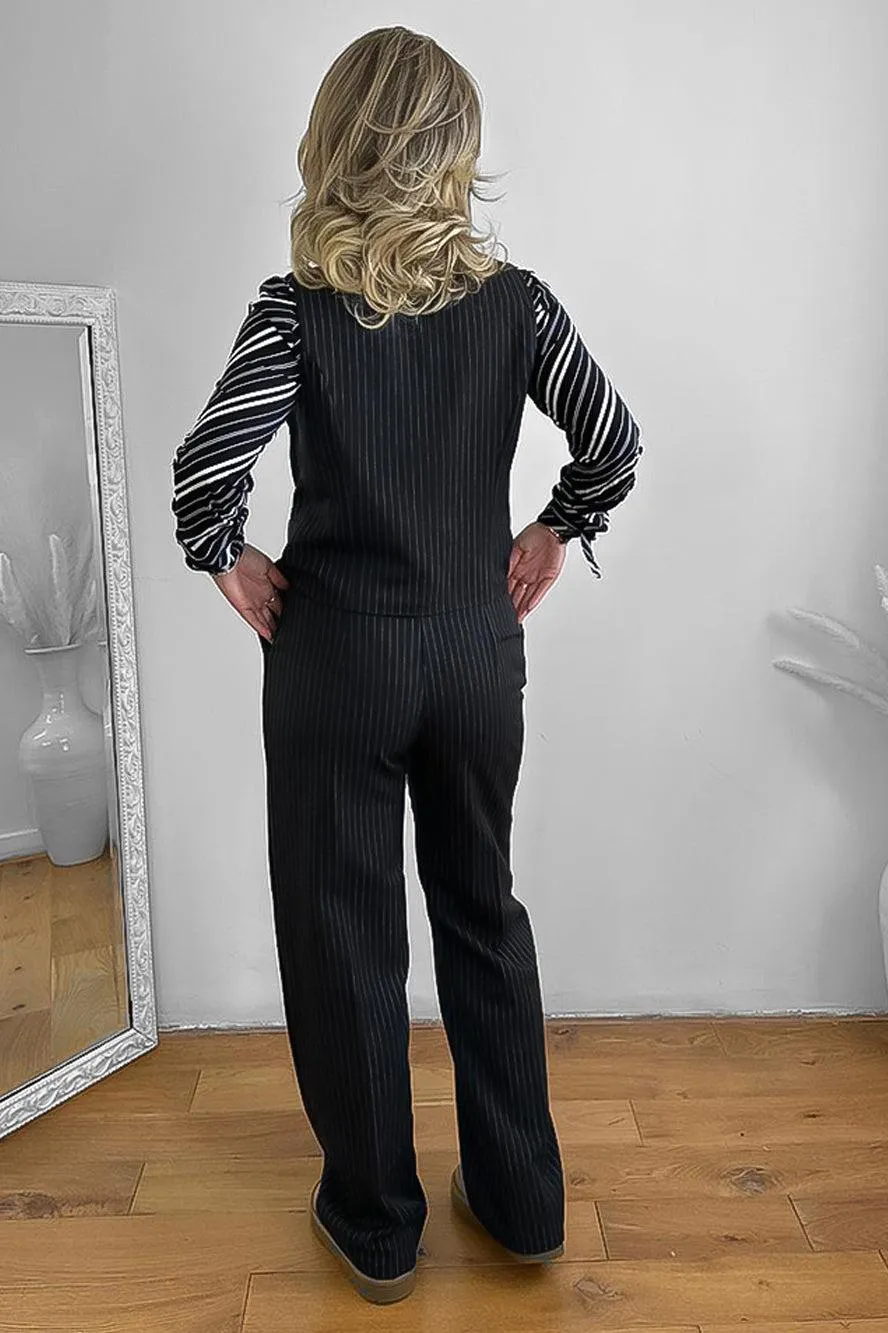 Pinstripe Waistcoat And Trousers Suit Set