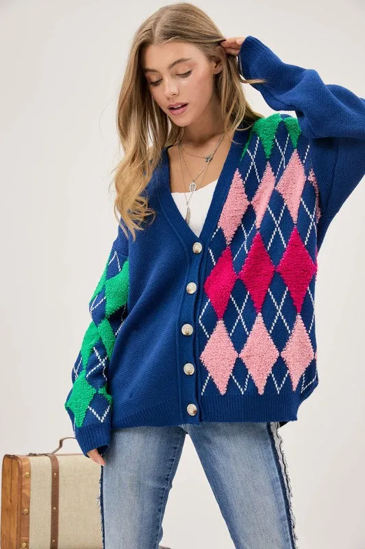 Polly Argyle Button Down Cardigan // 2 COLORS