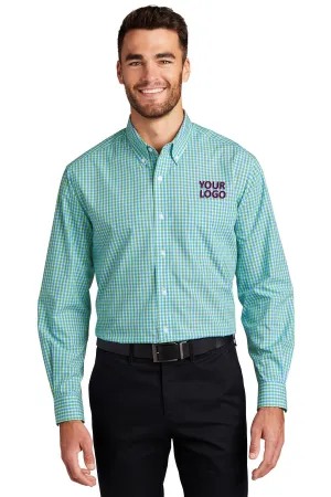 Port Authority Gingham Easy Care Custom Shirts, Green/ Aqua