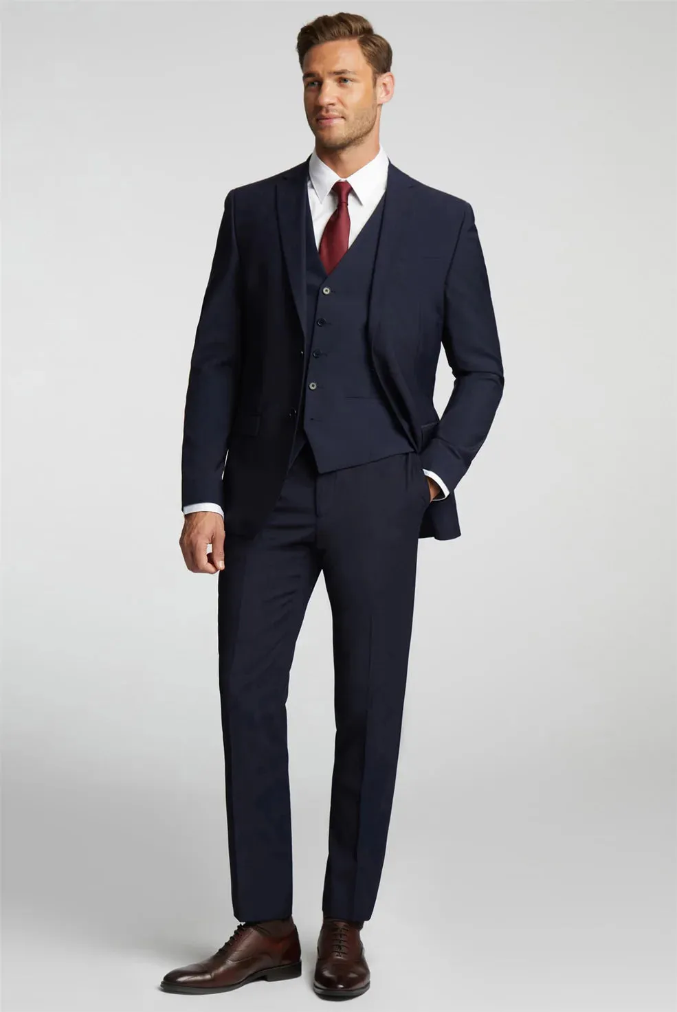 PREMIUM NAVY PANAMA SLIM SUIT JKT