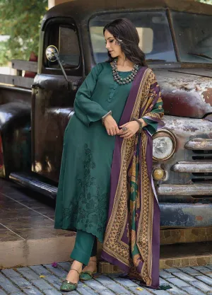 Pure Pashmina Designer Teal Green Women Winter Suits Dress Material