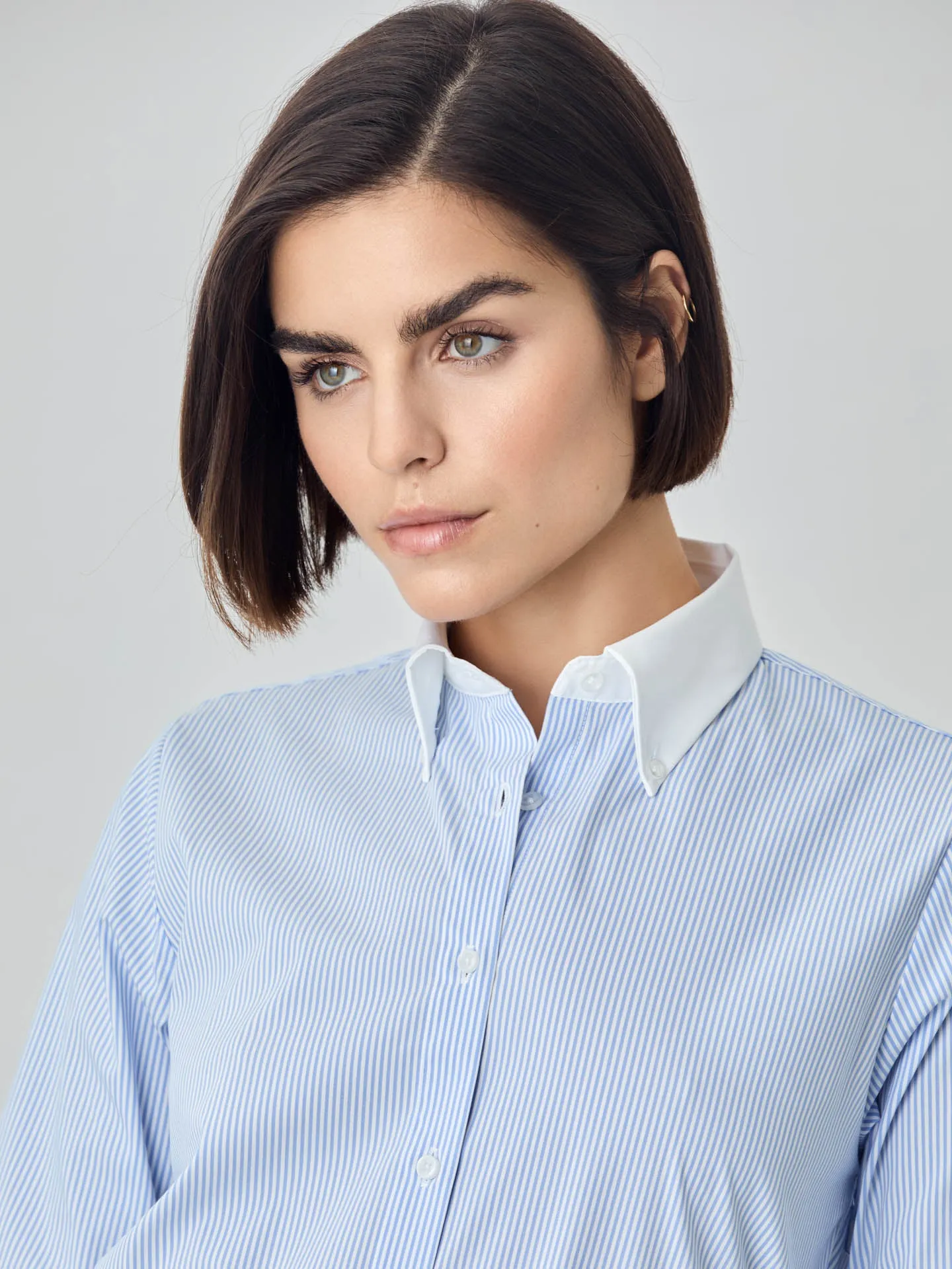 Regular Fit Striped Poplin Comfort Shirt With Button-donw Collar