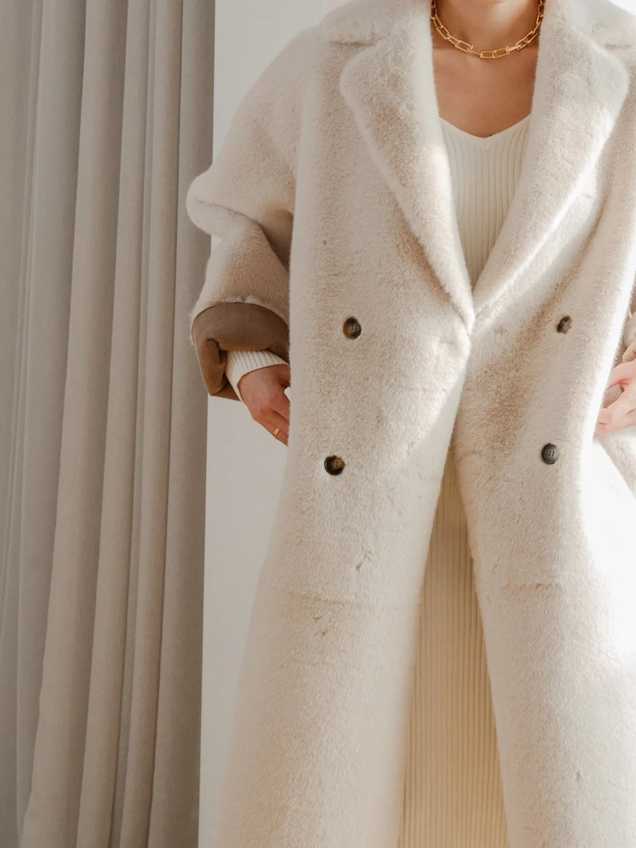 REVERSIBLE FAUX FUR COAT