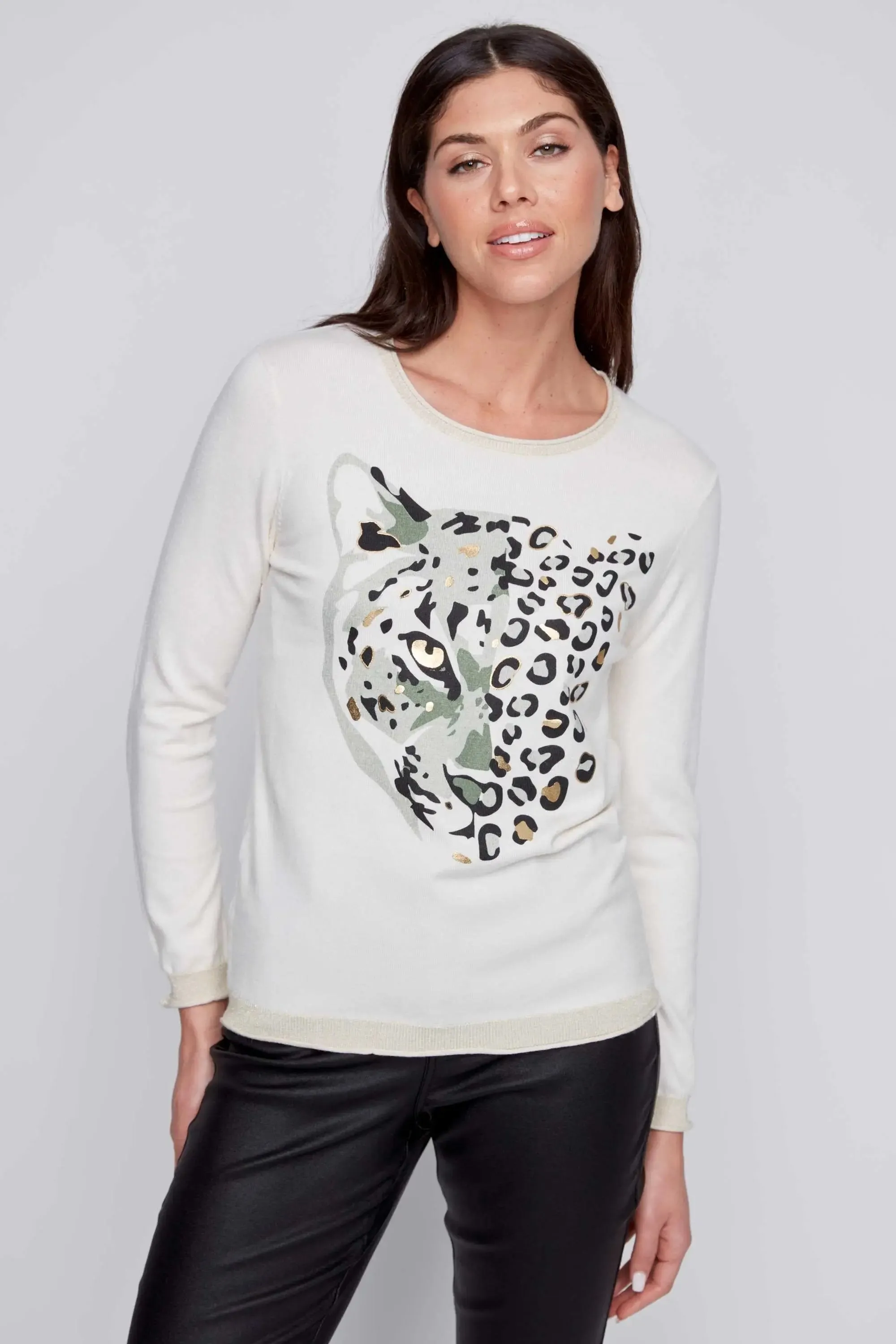 Round Neck Leopard Sweater