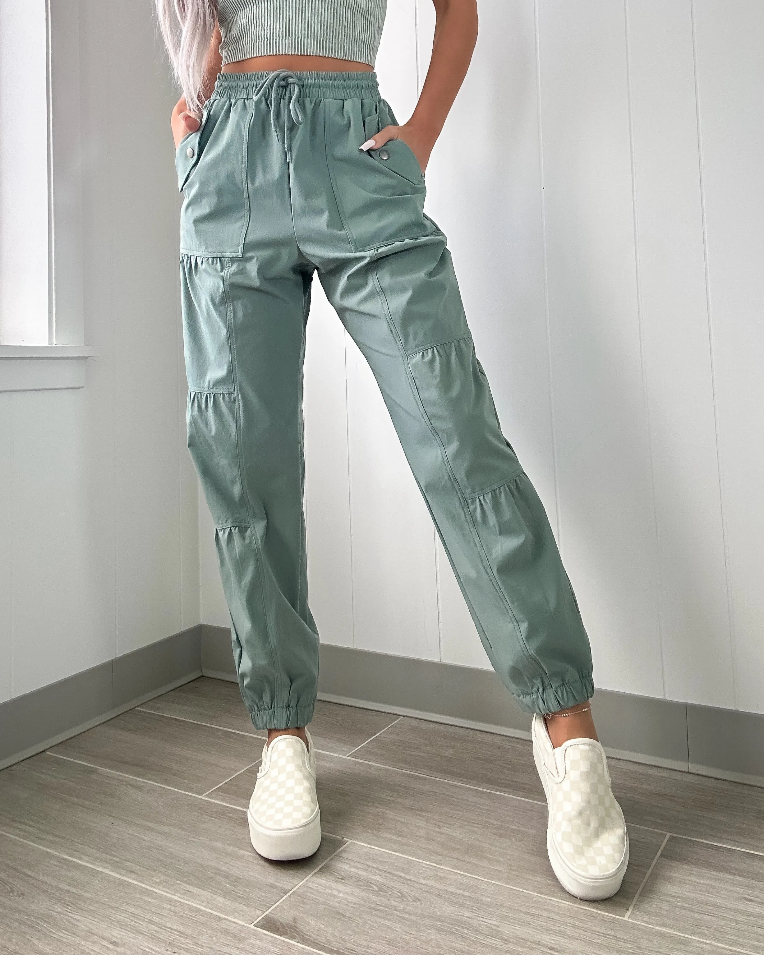 Sammie Cargo Jogger Pants - Sage