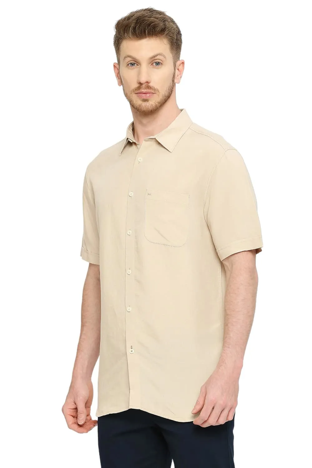 Slim Fit Viscose Linen Halfsleeves Shirt