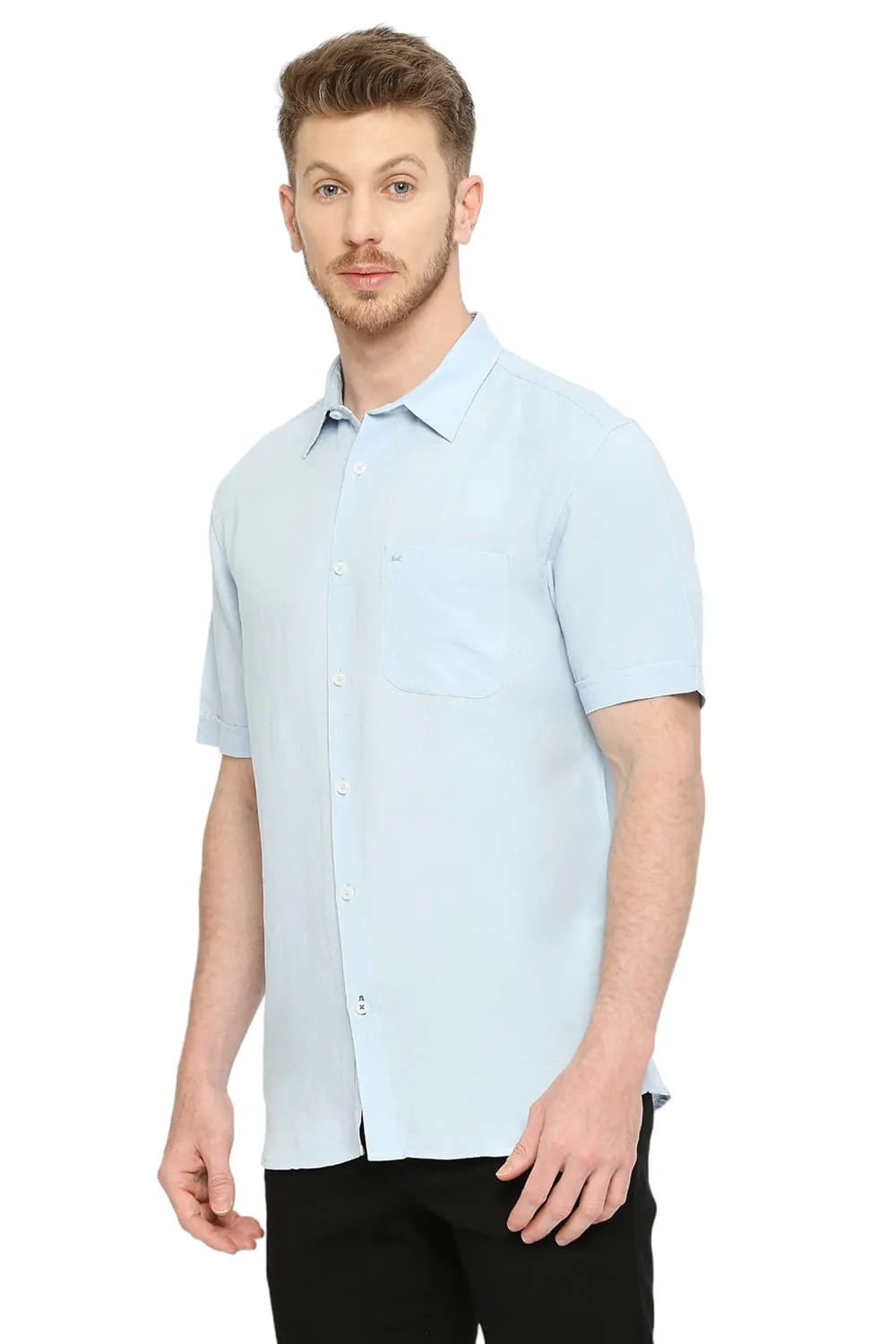 Slim Fit Viscose Linen Halfsleeves Shirt