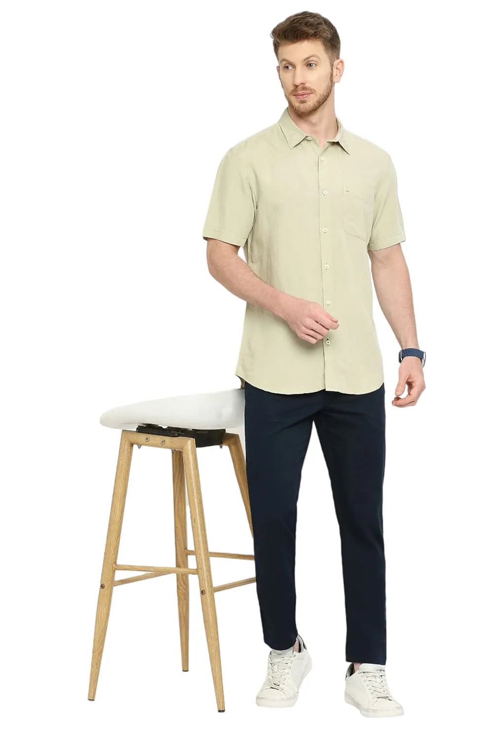 Slim Fit Viscose Linen Halfsleeves Shirt