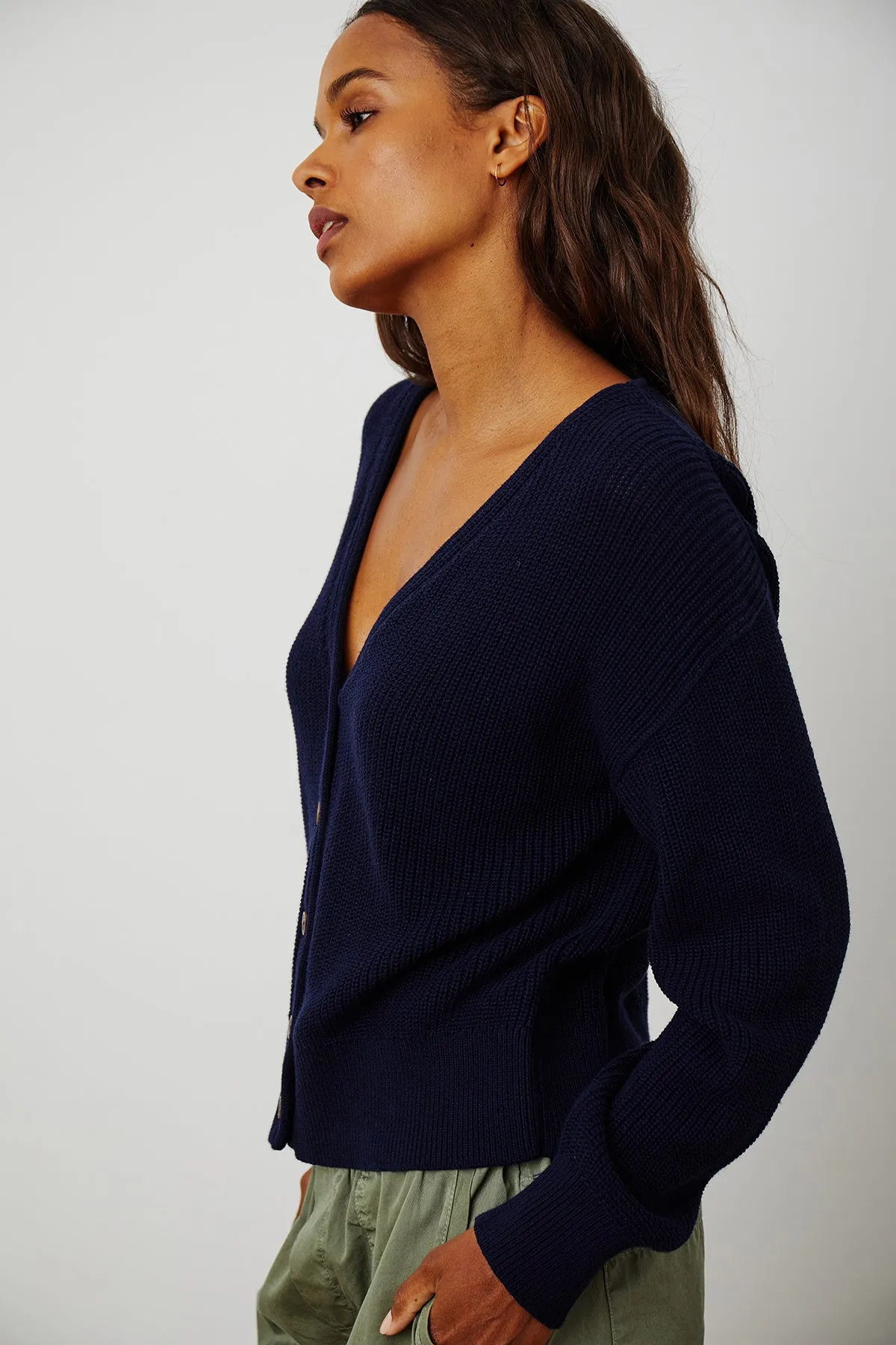 SOLANGE TEXTURED COTTON CARDIGAN