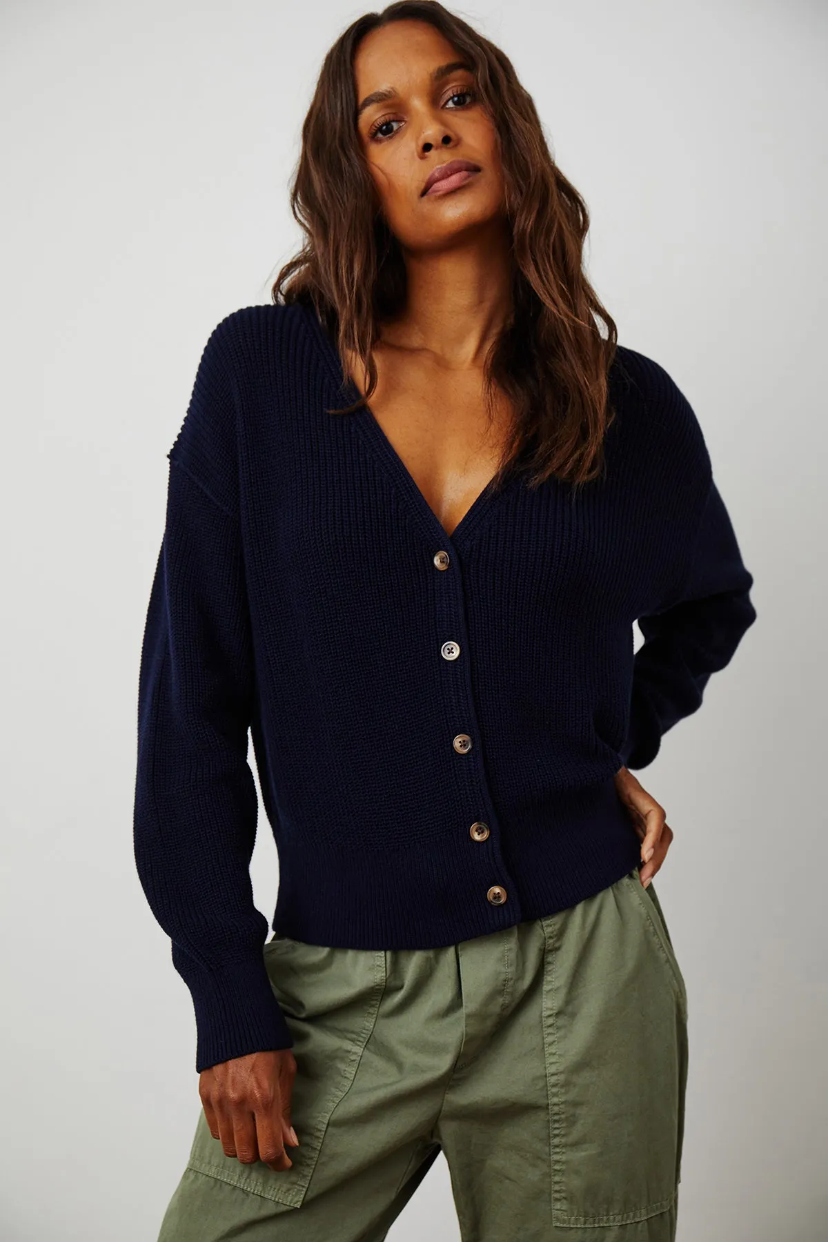 SOLANGE TEXTURED COTTON CARDIGAN