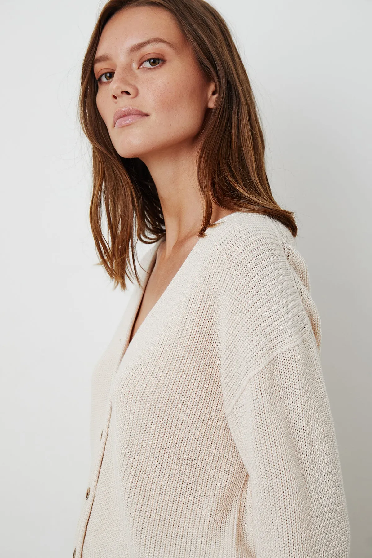 SOLANGE TEXTURED COTTON CARDIGAN