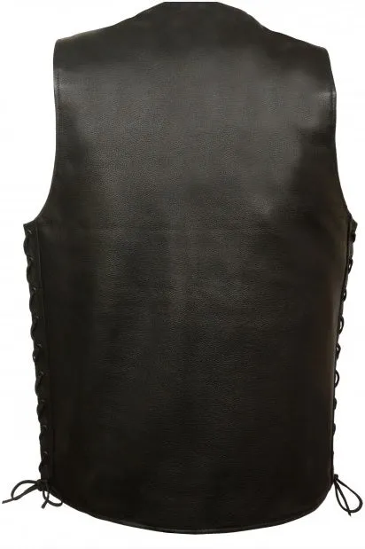 Straight bottom Gun pocket leather vest