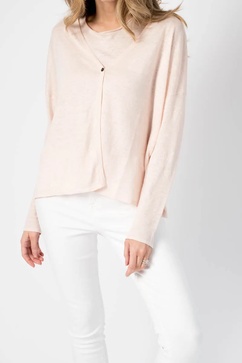 V-Neck Cardigan in Powder