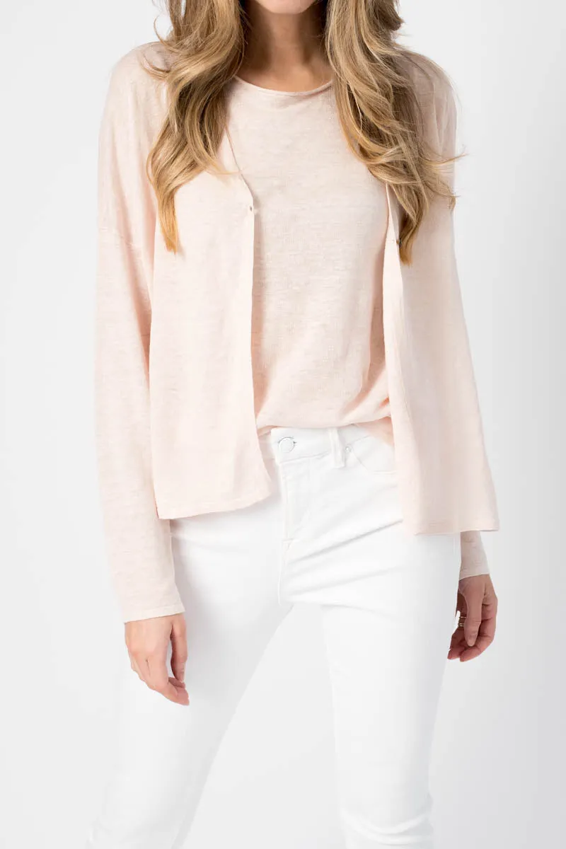 V-Neck Cardigan in Powder