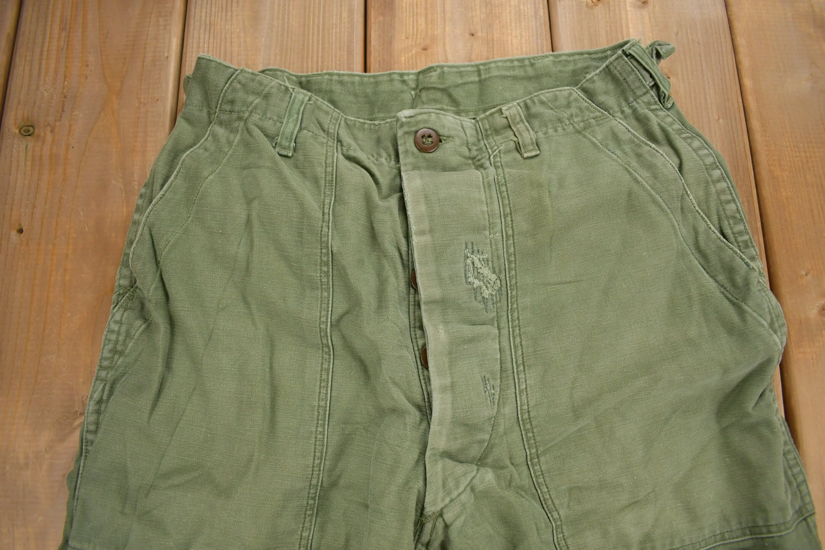 Vintage 1970s OG 107 Green Khaki Army Pants Size 28 x 28