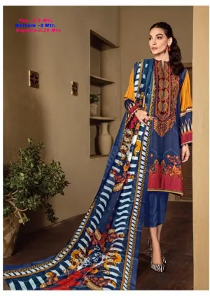 Women Unstitched Cotton Pakistani Style Blue Dress material