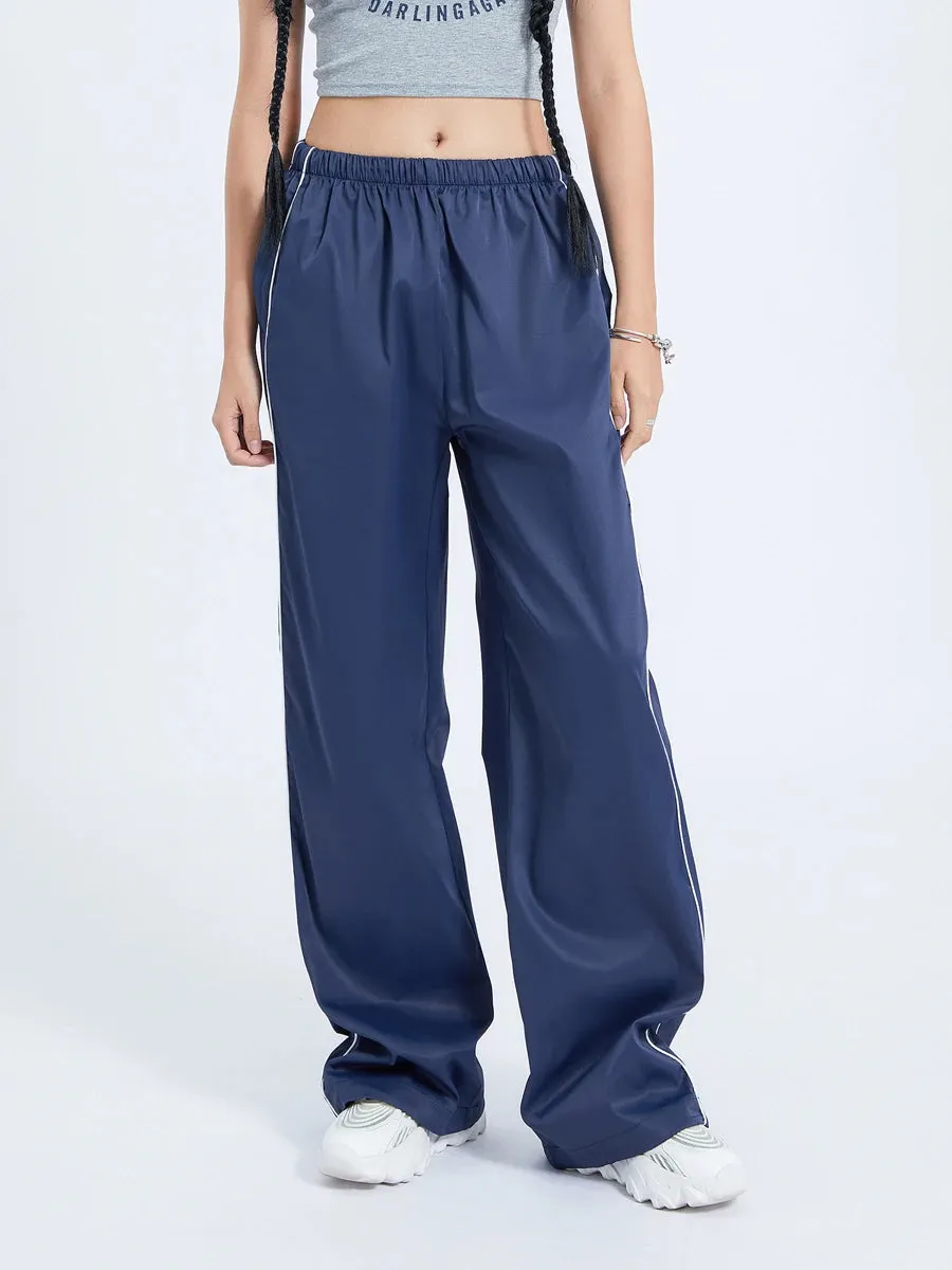 Y2K Baggy Cargo Pants for Women Drawstring Elastic Low Waist Parachute Pants Sweatpants Loose Hippie Pants Trousers